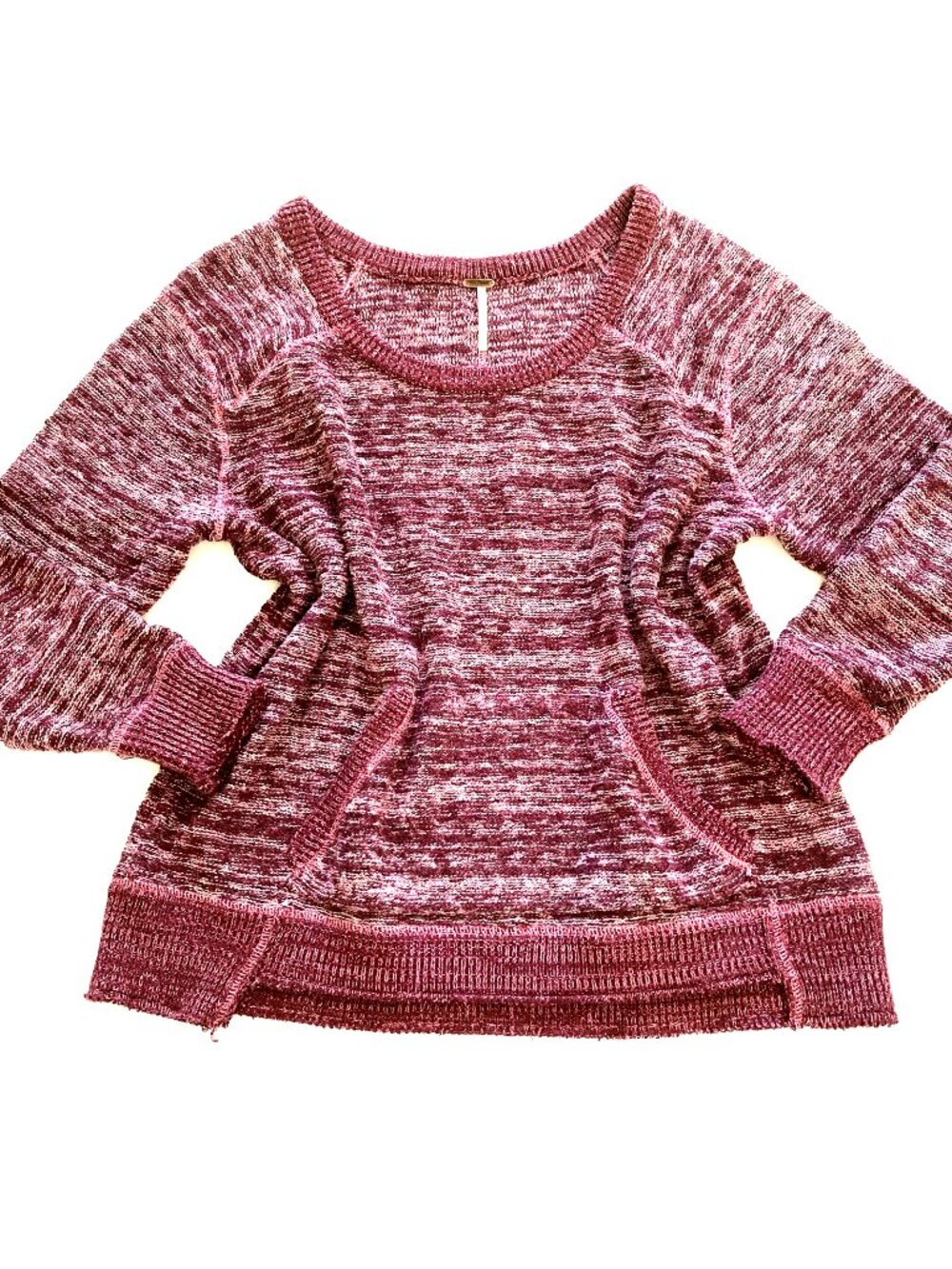Free People Women's Sweater Size S Pink, Purple Knit Long Sleeve Front Pocket